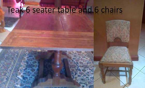 Teak 6 seater dining room table amp Chairs