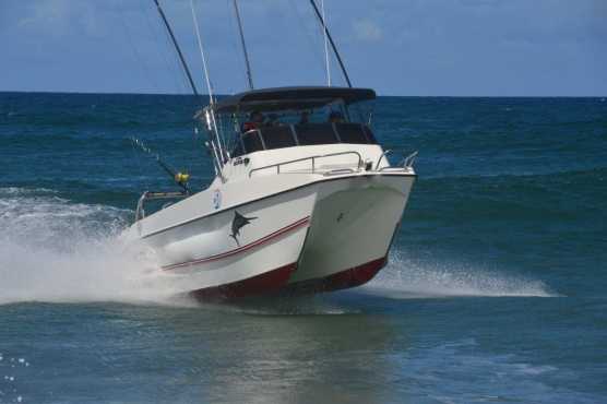 Tom Cat (21ft) with Evinrude E-Tech 175hp motors.