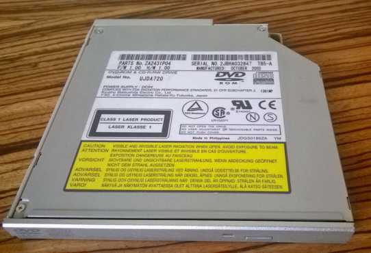 Toshiba laptop CD-RWDVD-Rom drive. Parts no. ZA2431P04 Model no UJDA720