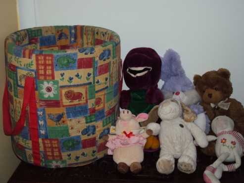 Toy basket with soft toys