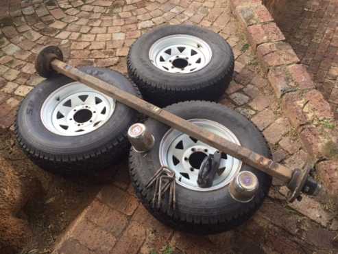 Trailer axle and wheels