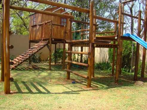 Tree house and jungle gym