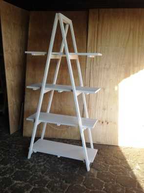 Trestle shelving-Single A Frame 4 Tier White wash