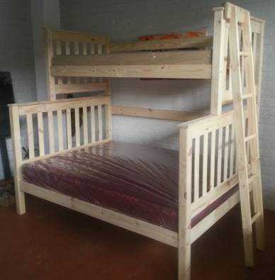 tri bunk in raw pine