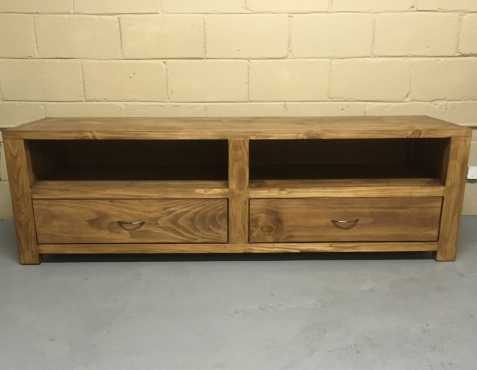 Tv display unit Chunky Farmhouse series 1800 with drawers - Stained