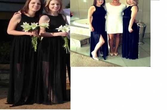 Two black formalbridesmaid dresses. Worn once only at a wedding. One Small and one Medium.