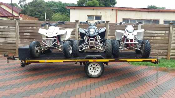 Two suzuki LTZ400 and a 2stroke yamaha blaster,with trailor