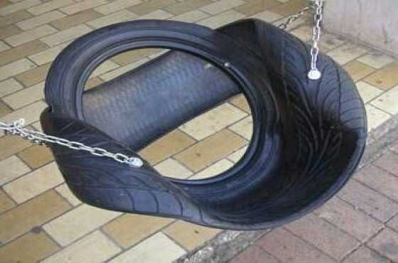 Tyre  Swing Cut Away Seat with Backrest Hand Crafted by Joe