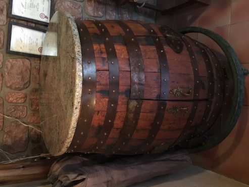 Unique wine barrel bar