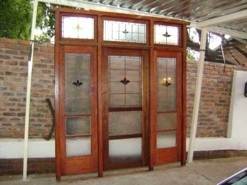 VICTORIAN LEAD GLASS DOOR AND FRAME