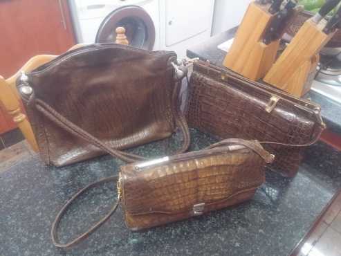 Vintage genuine croc  elephant leather bags for SALE