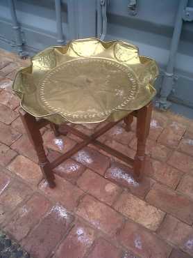 Vintage Planter Meranti Table and Brass Plate