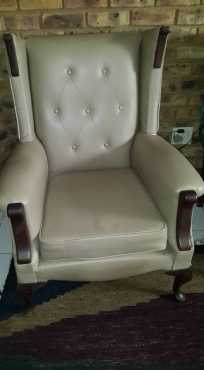 Vintage wingback quotUPSIZEquot imbuia chair