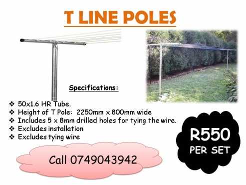 Washing T line poles  R550 per set