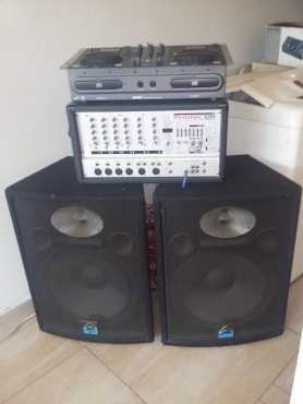 Wharfedale Pro Sound system With Phonic Amp and Gemini Mixer