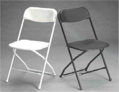 White and black foldable party chairs