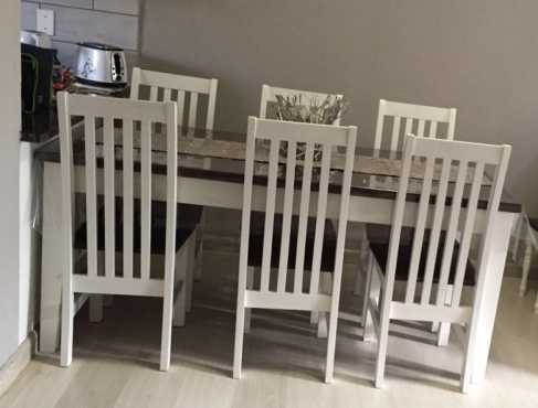 White and brown dining set