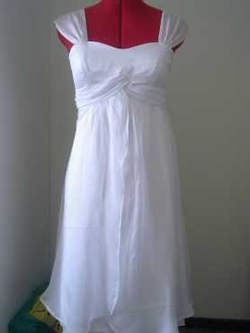 White Chiffon Knee length Dress