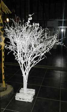 White decorative trees.