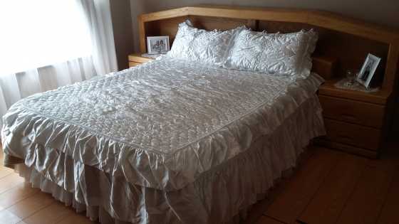 White satin bedspread