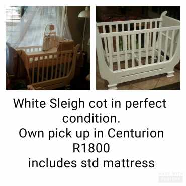 White sleigh cot