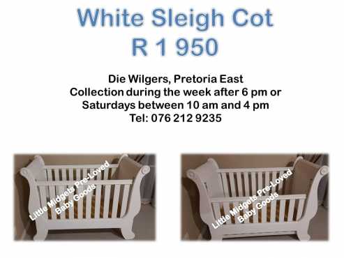 White Sleigh Cot - Please whats app during office hours