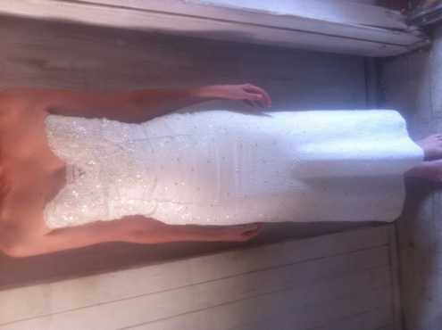 White strapless evening gown