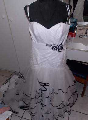 White Wedding dress with Black detail for sale