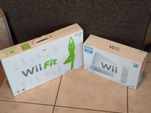 Wii console and Wii fit