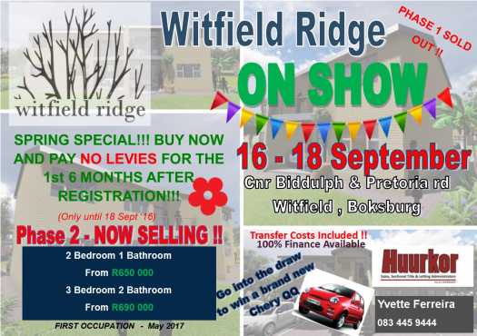 WITFIELD RIDGE - NEW DEVELOPMENT