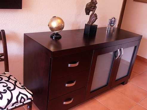 Wood and glass sideboard, cabinet