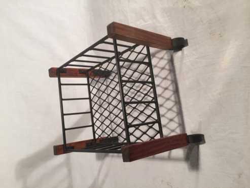 Wood and steel magazine basket.