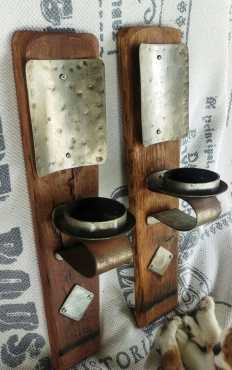 Wood, Metal Rustic Candle holders (2)