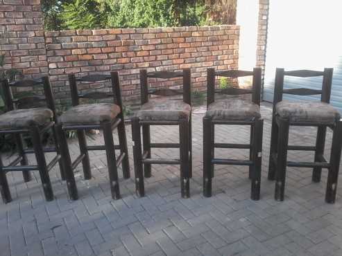 Wooden bar Chairs x 5