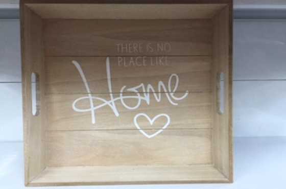 Wooden decrotive tray- There is no place like home