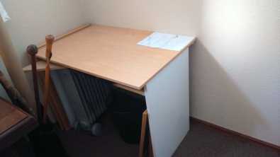 WOODEN DESK WITH BLACK OFFICE CHAIR FOR SALE