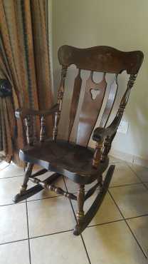 Wooden Rocking Chair with Artwork