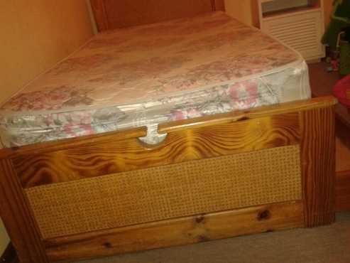 Wooden single bed with slide out bed and mattress