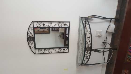 Wrought iron framed mirror with matching dressing table