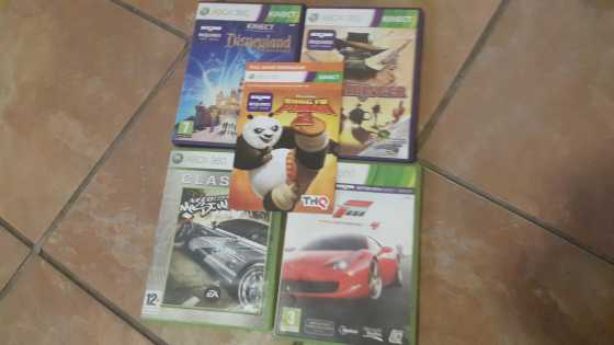 Xbox 360 Games, controller and Kinect.