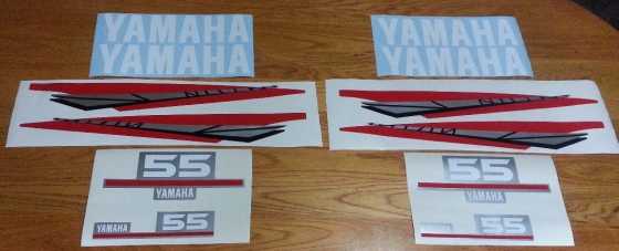 Yamaha 55 HP two stroke motor cowl decals stickers graphics kits