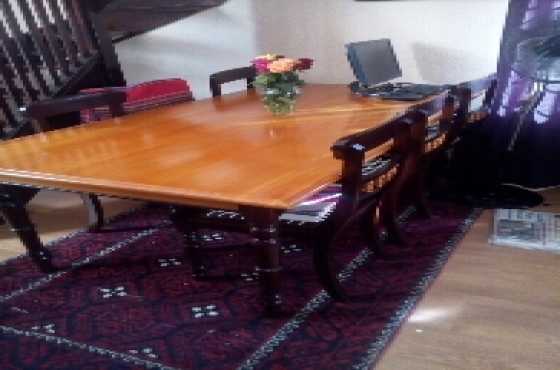 Yellow Wood Dining Room Table  6 Chairs